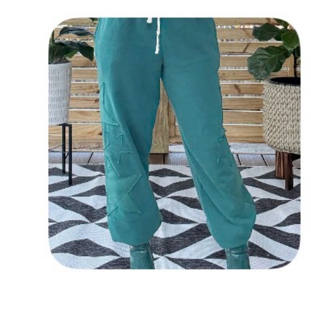 Teal Jogger Pants with Star Design